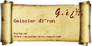 Geiszler Áron névjegykártya